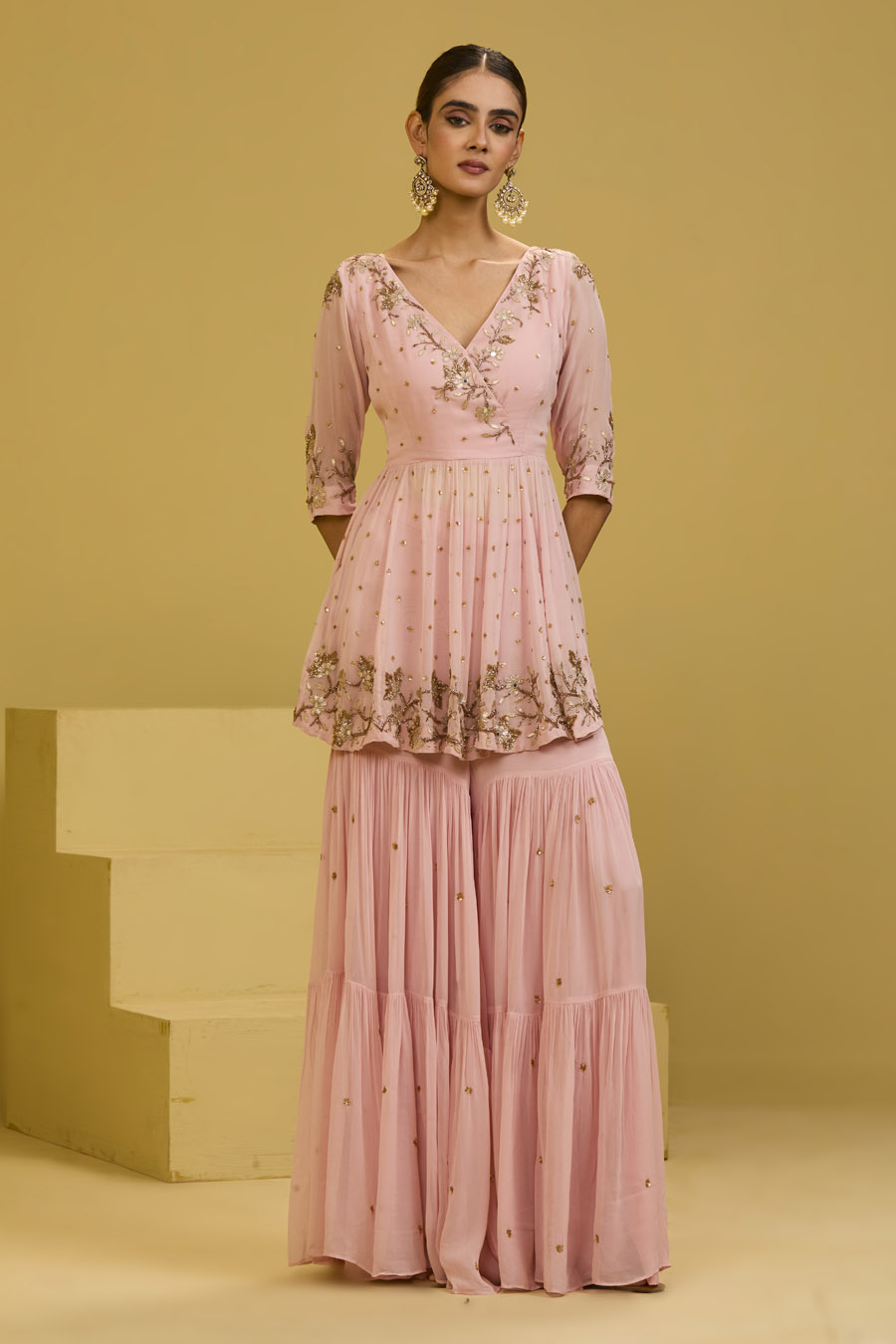 Baby Pink Sharara Set Black Thread Co 6 Baby Pink Sharara Set Black Thread Co 6