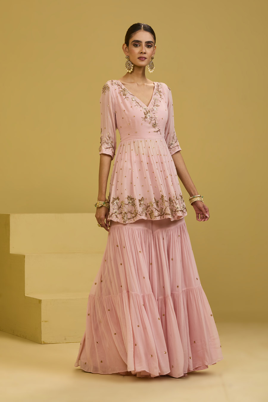 Baby Pink Sharara Set Black Thread Co 7 Baby Pink Sharara Set Black Thread Co 7