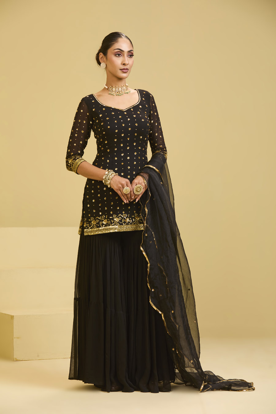 Black Sharara Set Black Thread Co 6 Black Sharara Set Black Thread Co 6