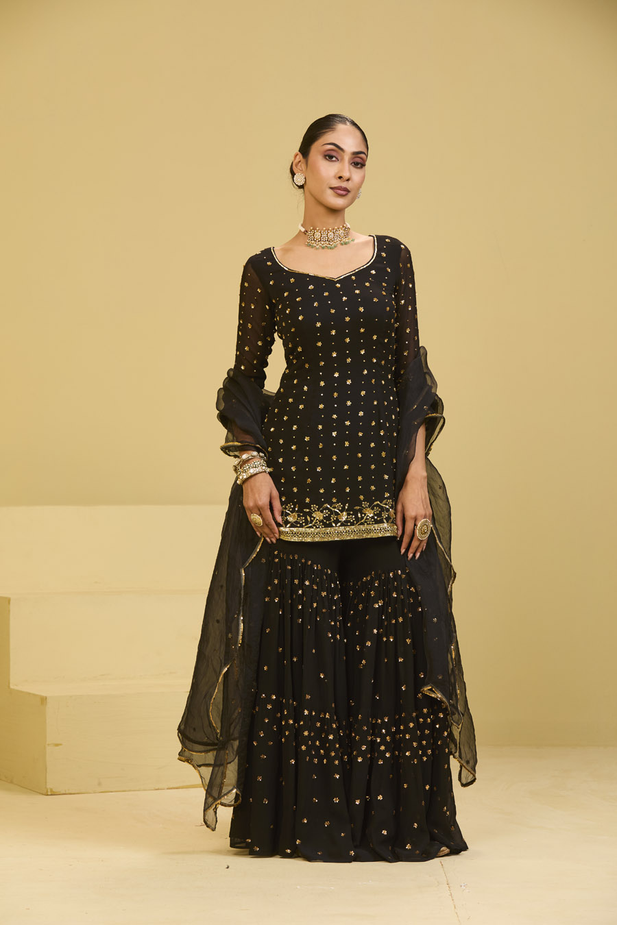 Black Sharara Set Black Thread Co 5 Black Sharara Set Black Thread Co 5