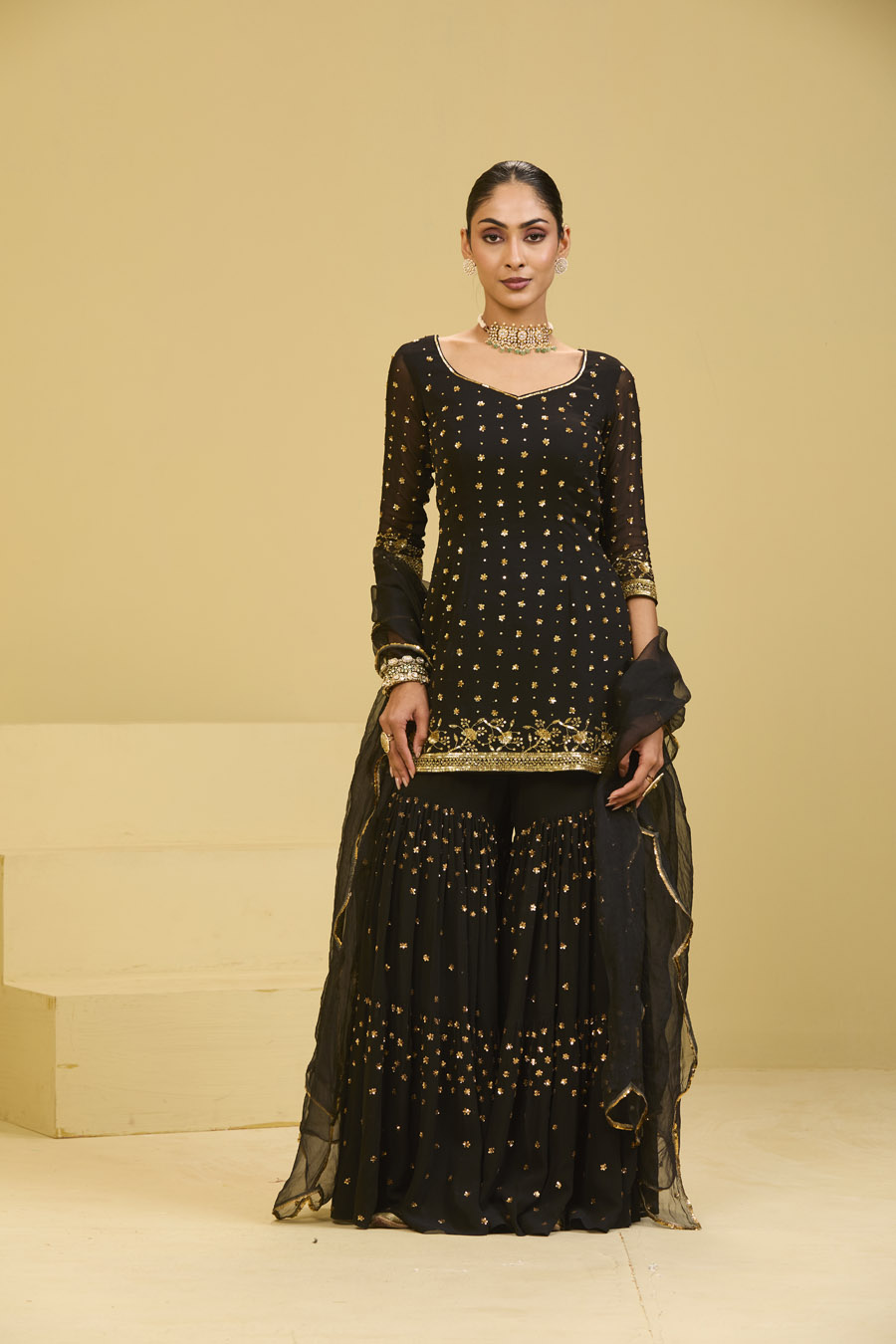 Black Sharara Set Black Thread Co 6 Black Sharara Set Black Thread Co 6