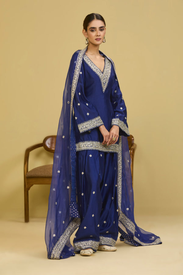Blue Salwar Set Black Thread Co