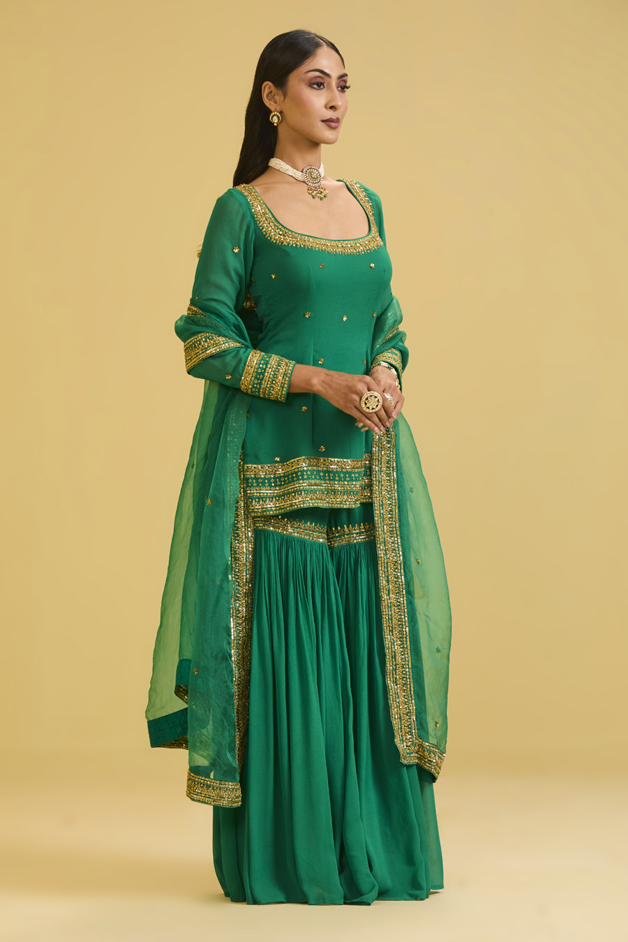 Green Sharara Set Black Thread Co 6 Green Sharara Set Black Thread Co 6