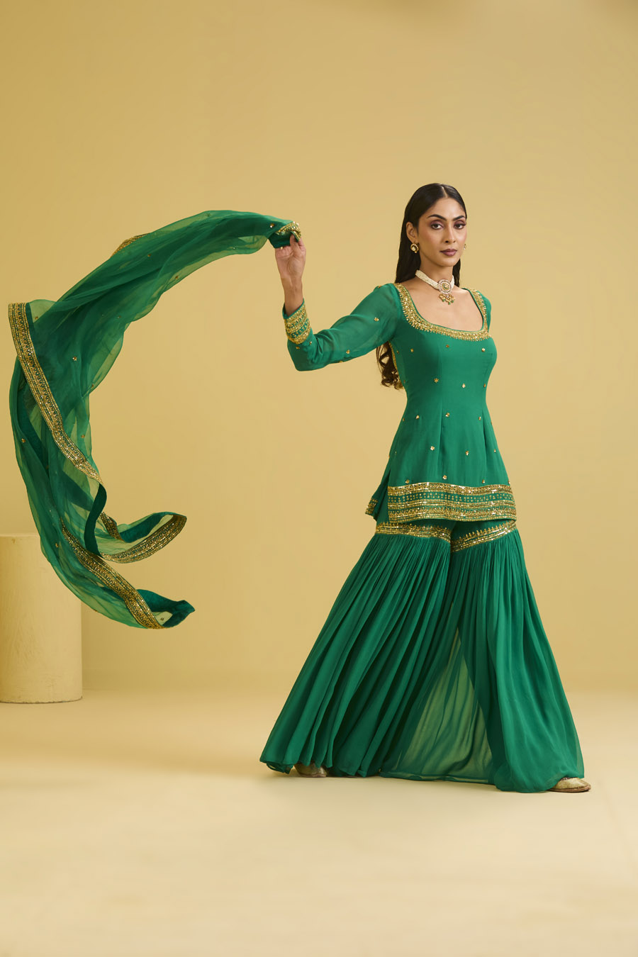 Green Sharara Set Black Thread Co 8 Green Sharara Set Black Thread Co 8