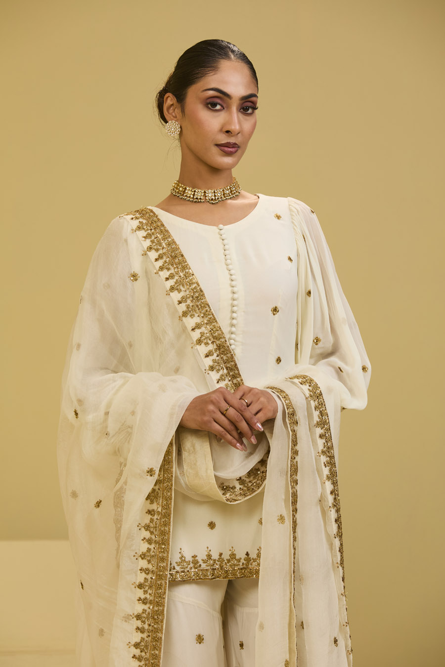 Offwhite Sharara Set Black Thread Co 6 Offwhite Sharara Set Black Thread Co 6