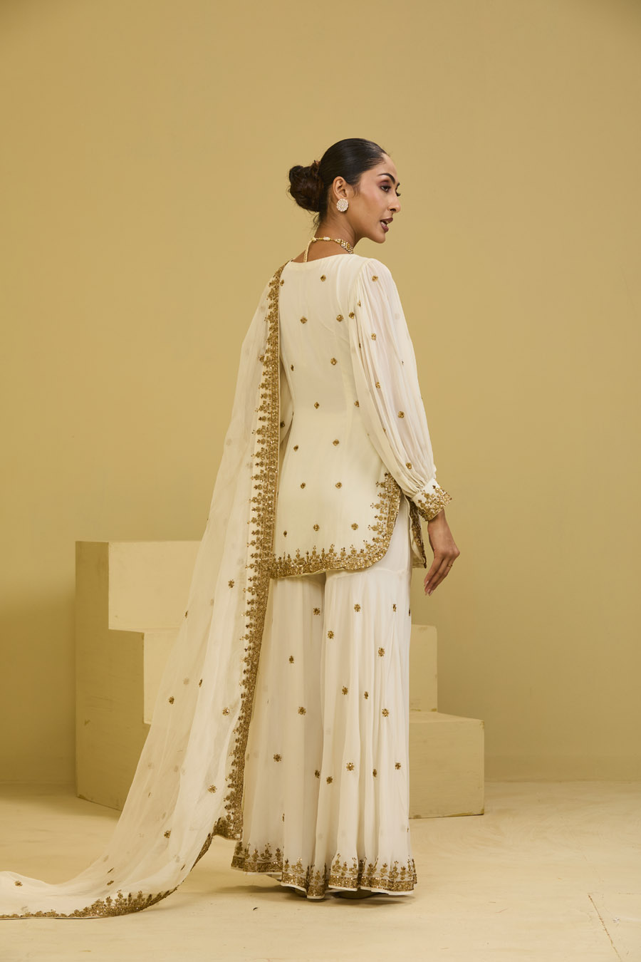 Offwhite Sharara Set Black Thread Co 9 Offwhite Sharara Set Black Thread Co 9