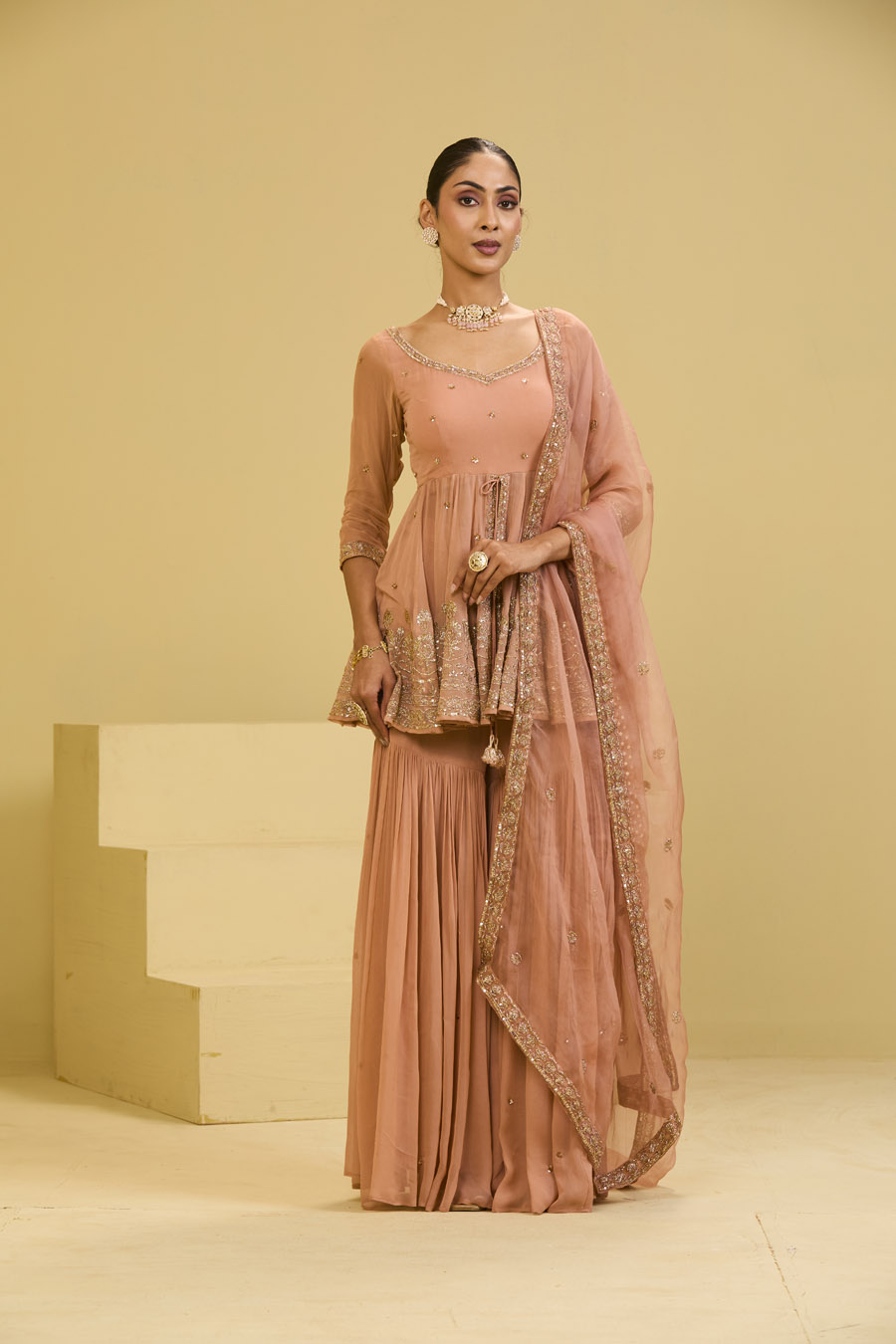 Brown Anarkali Set Black Thread Co 3 Brown Anarkali Set Black Thread Co 3