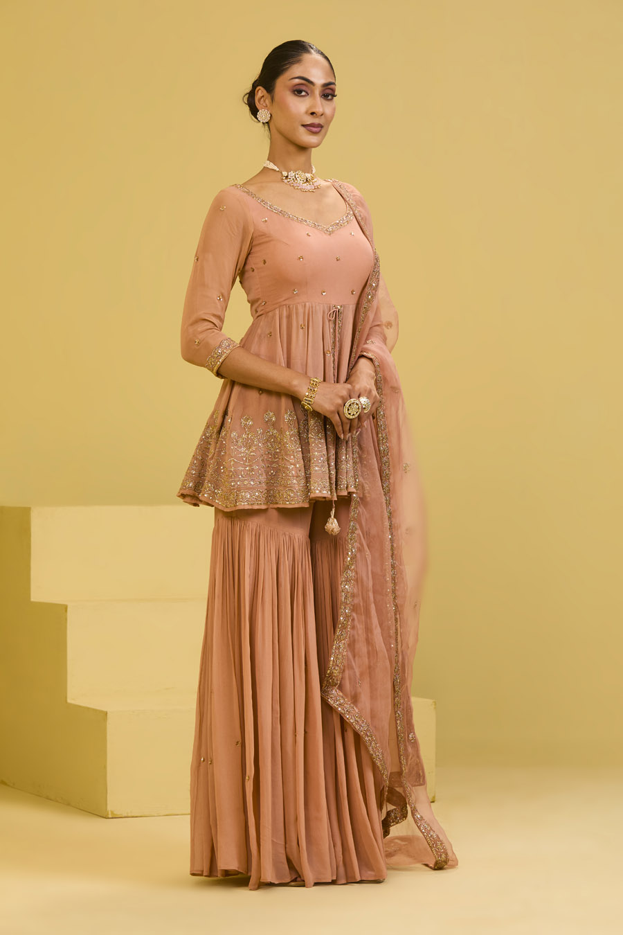 Peach Front Cut Peplum Set Black Thread Co 7 Peach Front Cut Peplum Set Black Thread Co 7
