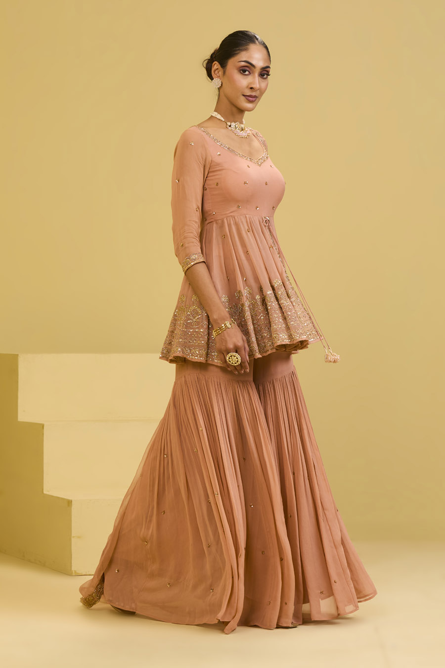 Peach Front Cut Peplum Set Black Thread Co 8 Peach Front Cut Peplum Set Black Thread Co 8