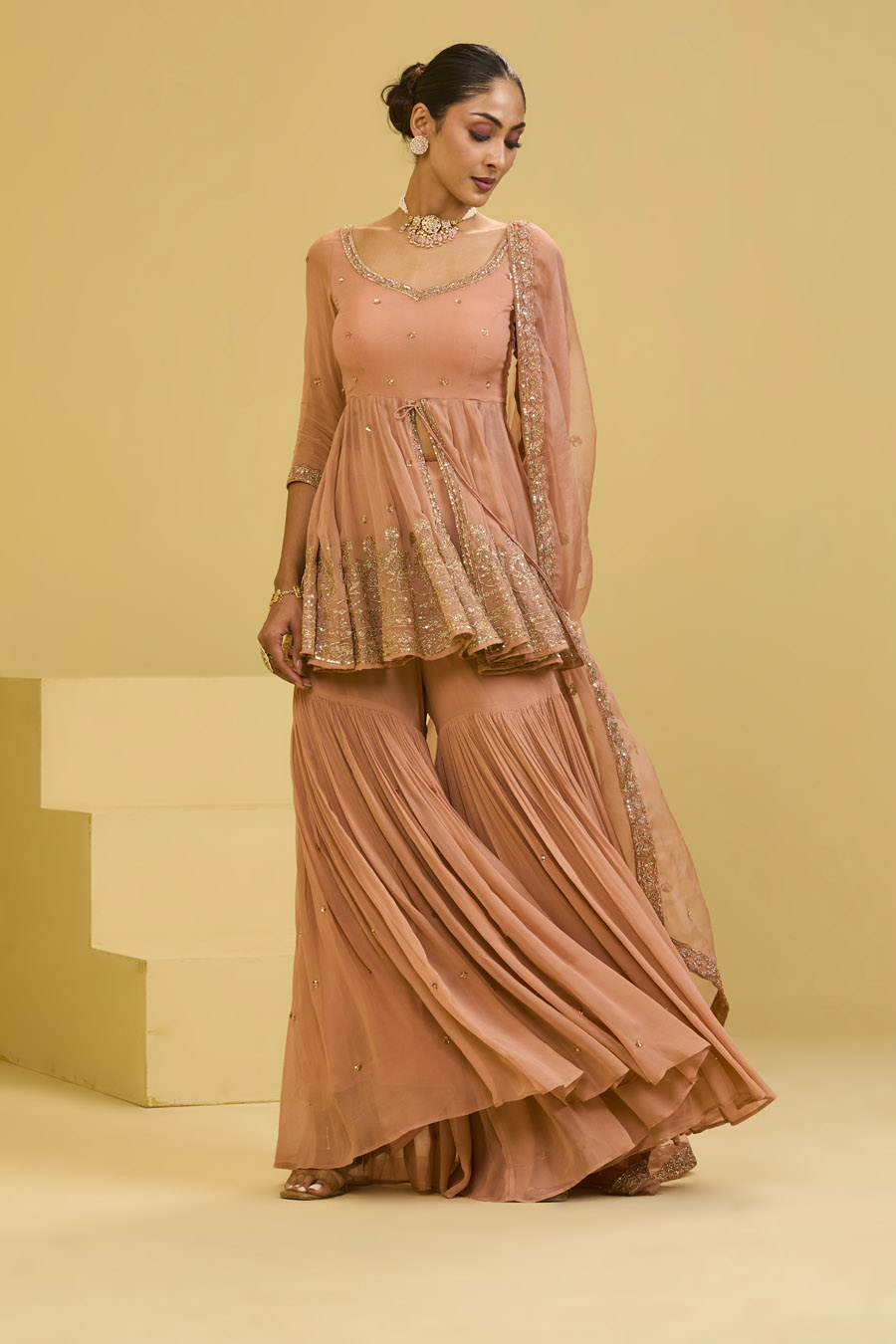 Peach Front Cut Peplum Set Black Thread Co 9 Peach Front Cut Peplum Set Black Thread Co 9