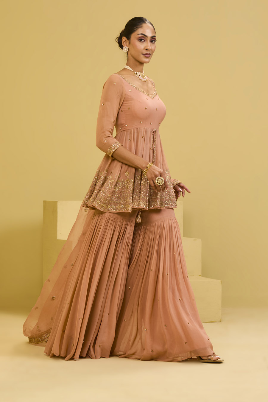 Peach Front Cut Peplum Set Black Thread Co 10 Peach Front Cut Peplum Set Black Thread Co 10