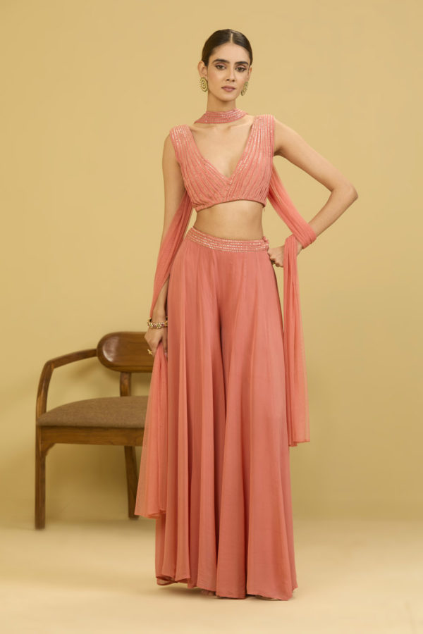 Pink Palazzo Set Black Thread Co