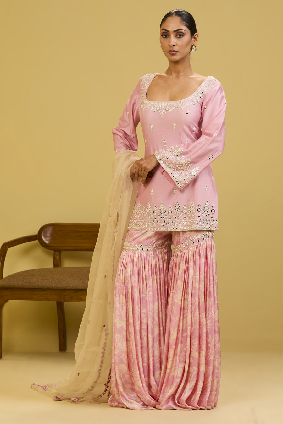 Pink Printed Sharara Set Black Thread Co 5 Pink Printed Sharara Set Black Thread Co 5