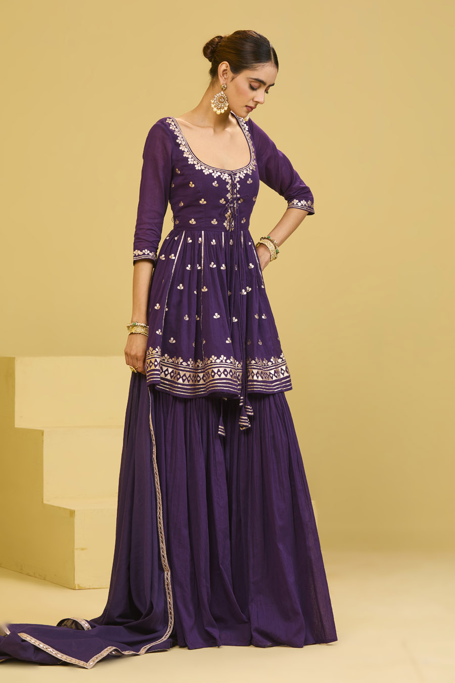 Purple Cotton Sharara Set Black Thread Co 6 Purple Cotton Sharara Set Black Thread Co 6