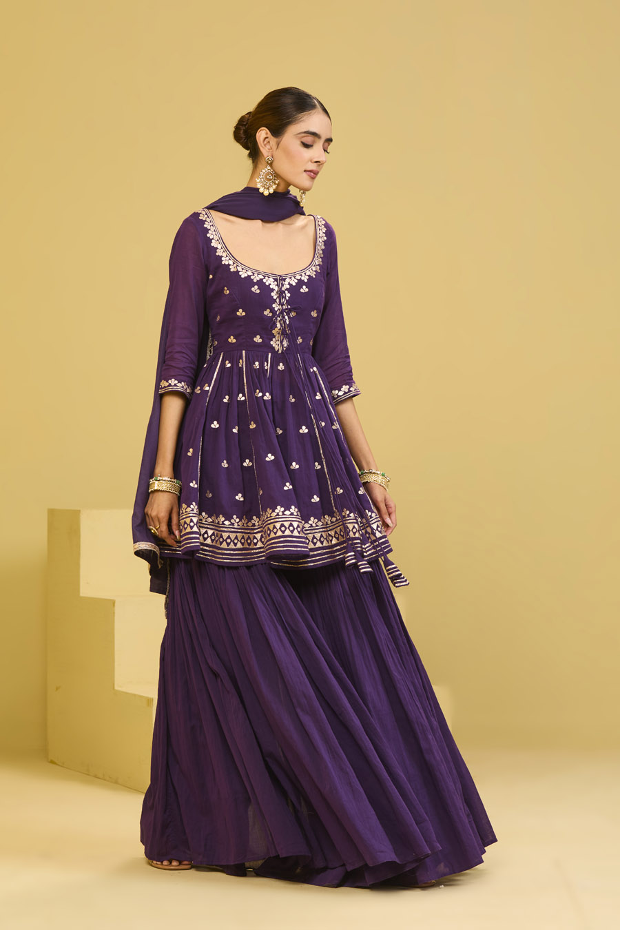 Purple Cotton Sharara Set Black Thread Co 7 Purple Cotton Sharara Set Black Thread Co 7
