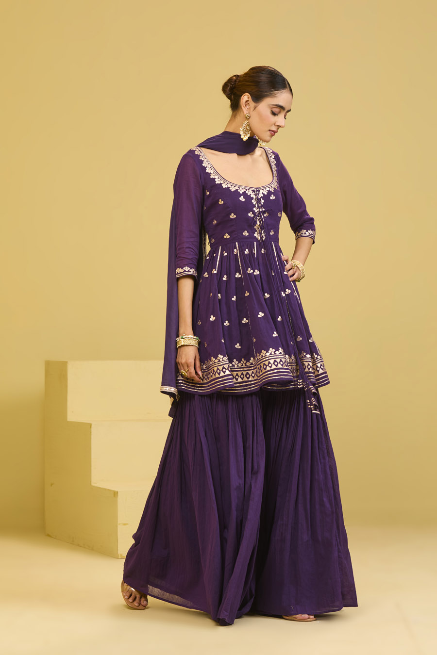 Purple Cotton Sharara Set Black Thread Co 8 Purple Cotton Sharara Set Black Thread Co 8