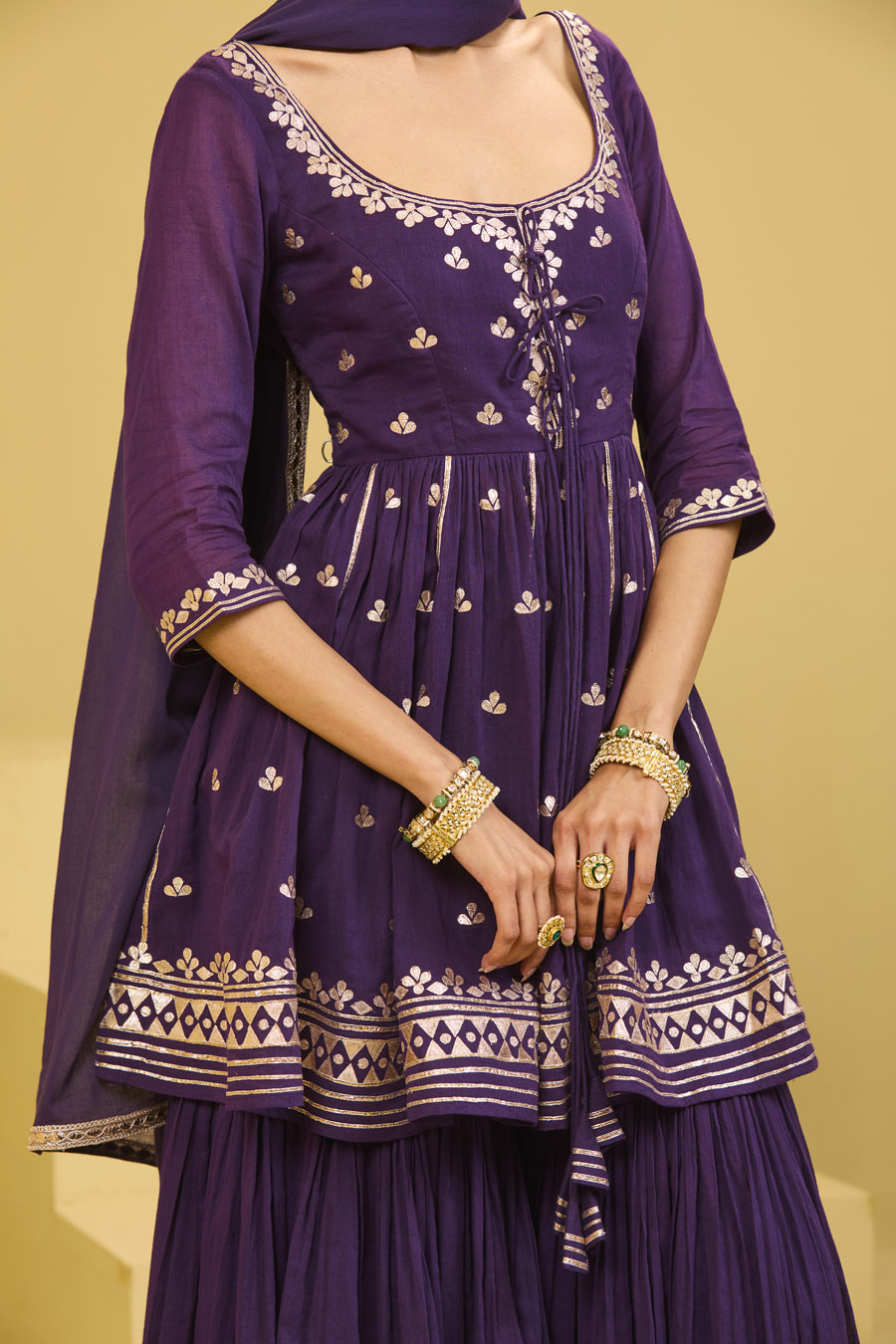 Purple Cotton Sharara Set Black Thread Co 9 Purple Cotton Sharara Set Black Thread Co 9