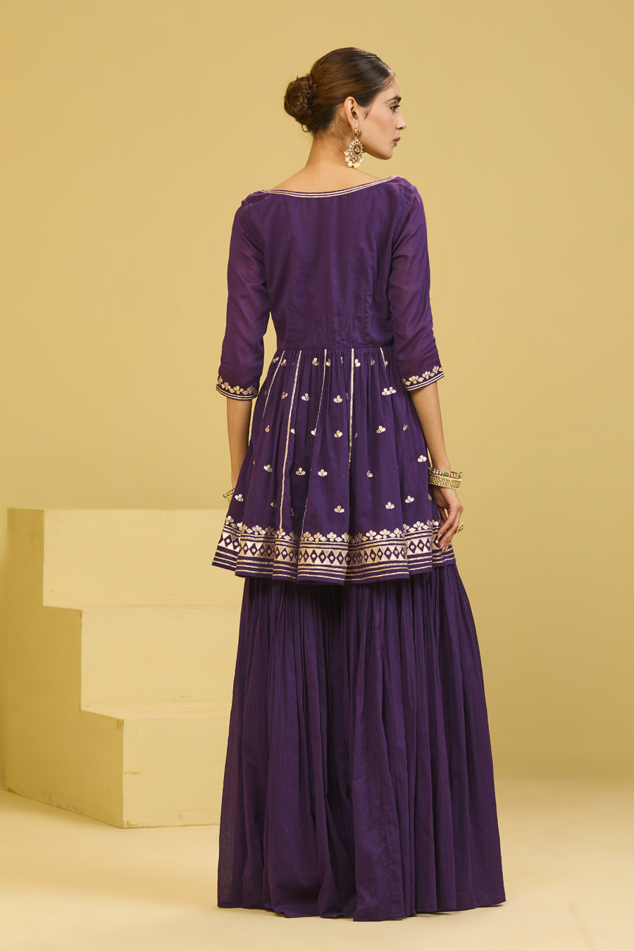 Purple Cotton Sharara Set Black Thread Co 10 Purple Cotton Sharara Set Black Thread Co 10