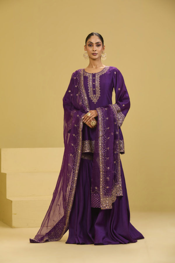 Purple Sharara Set Black Thread Co Purple Sharara Set Black Thread Co