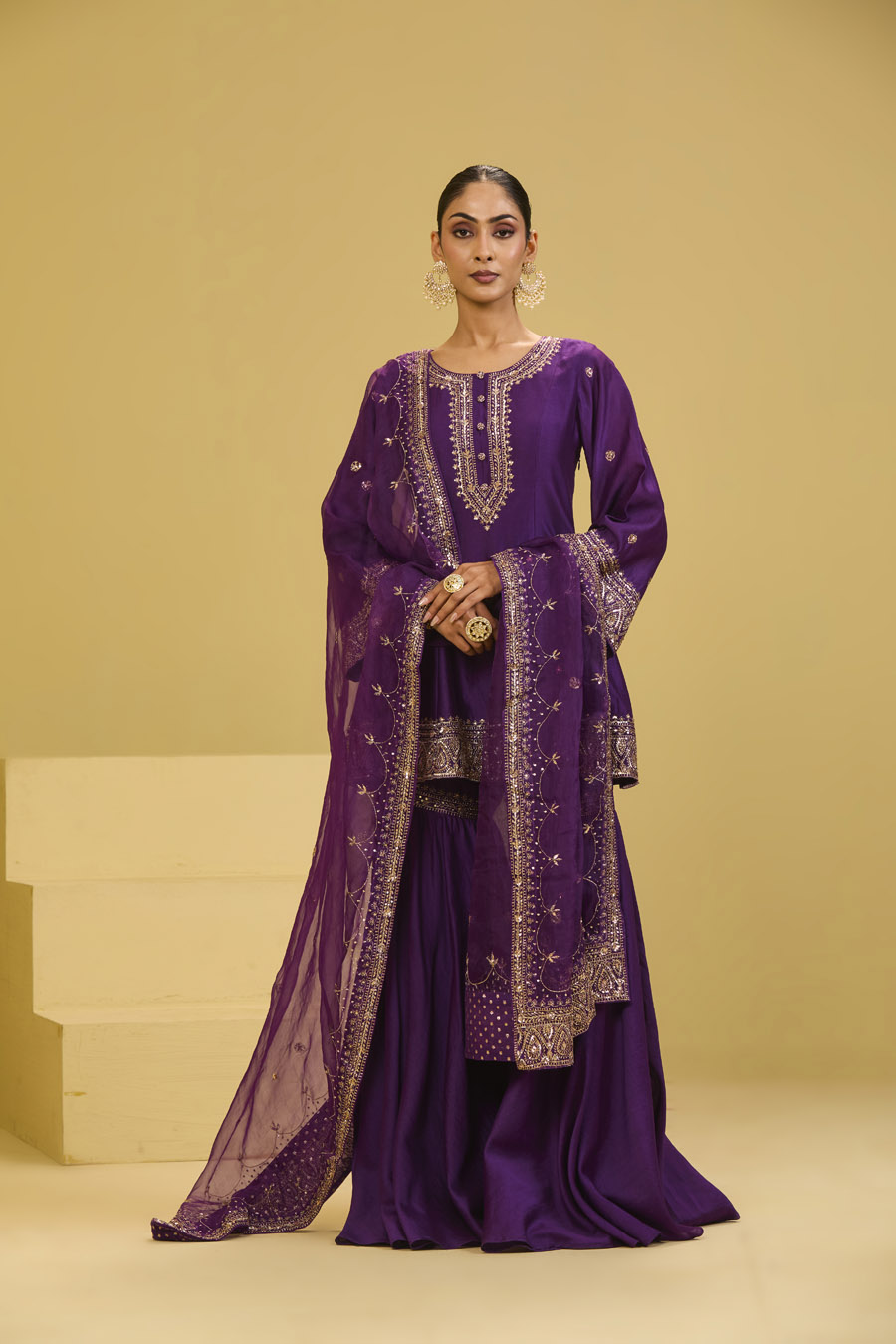 Purple Sharara Set Black Thread Co 5 Purple Sharara Set Black Thread Co 5