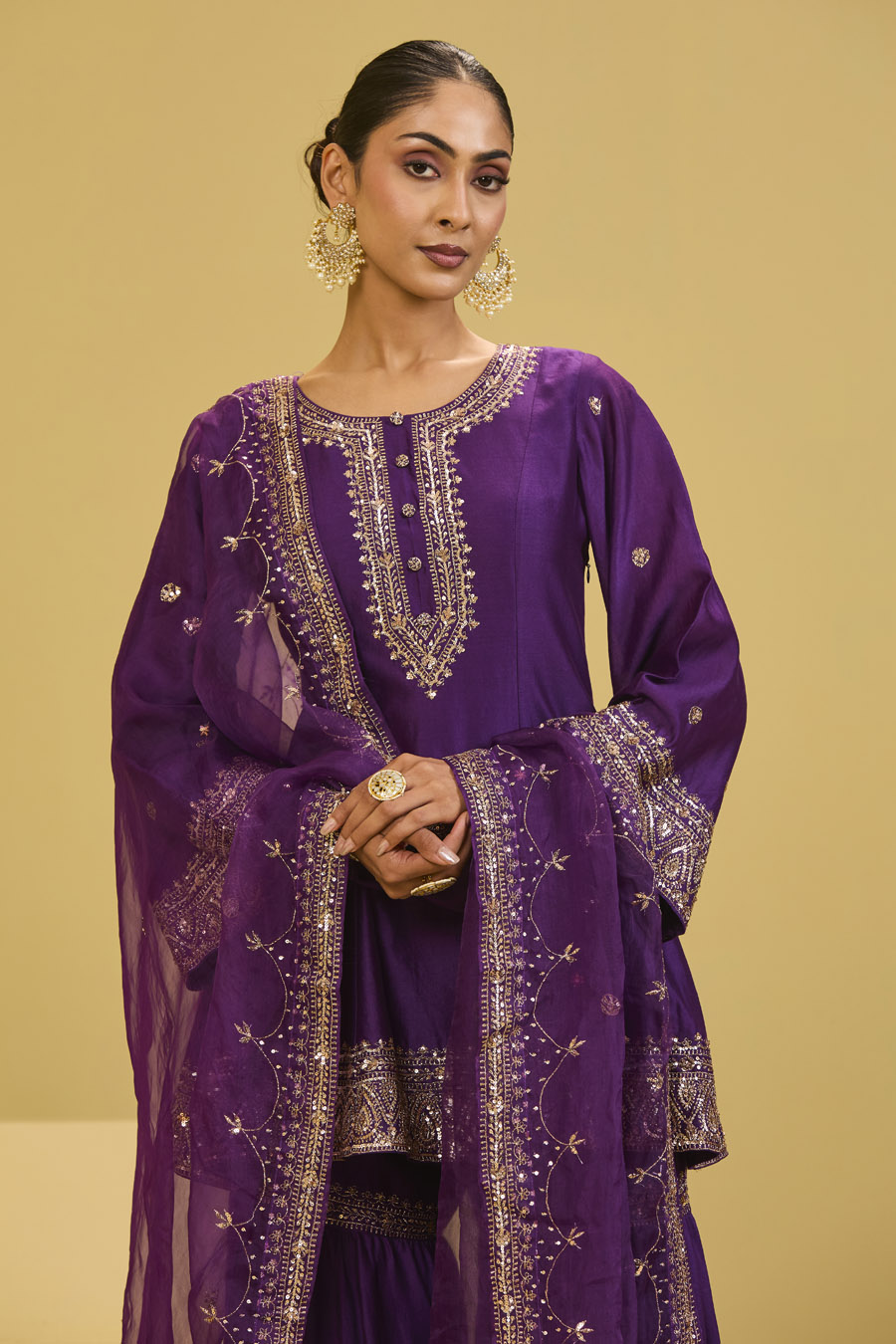 Purple Sharara Set Black Thread Co 9 Purple Sharara Set Black Thread Co 9