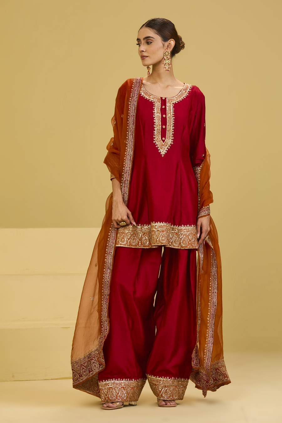 Red & Orange Salwar Set Black Thread Co 6 Red & Orange Salwar Set Black Thread Co 6