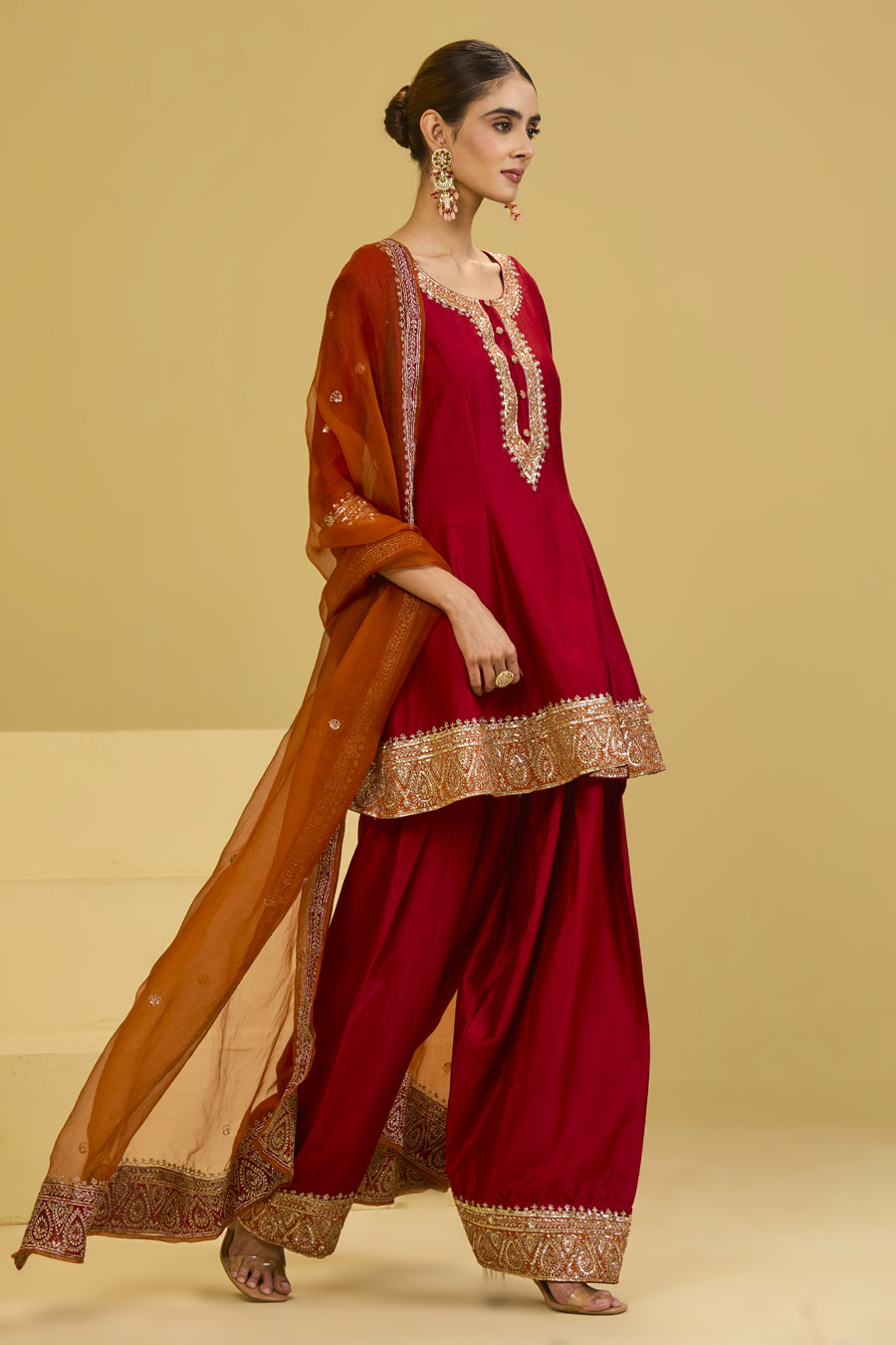 Red & Orange Salwar Set Black Thread Co 8 Red & Orange Salwar Set Black Thread Co 8