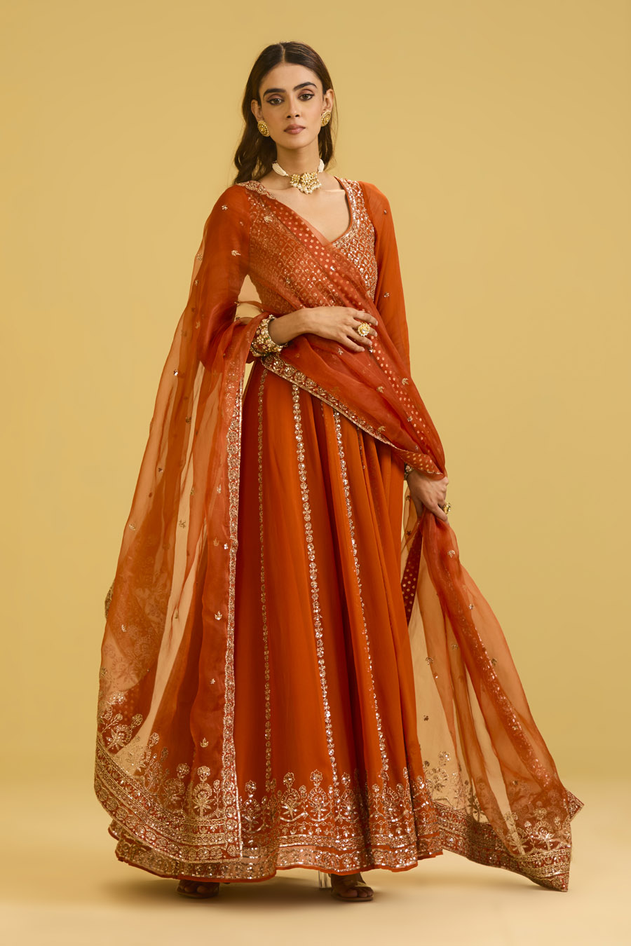 Rust Anarkali Set Black Thread Co 7 Rust Anarkali Set Black Thread Co 7