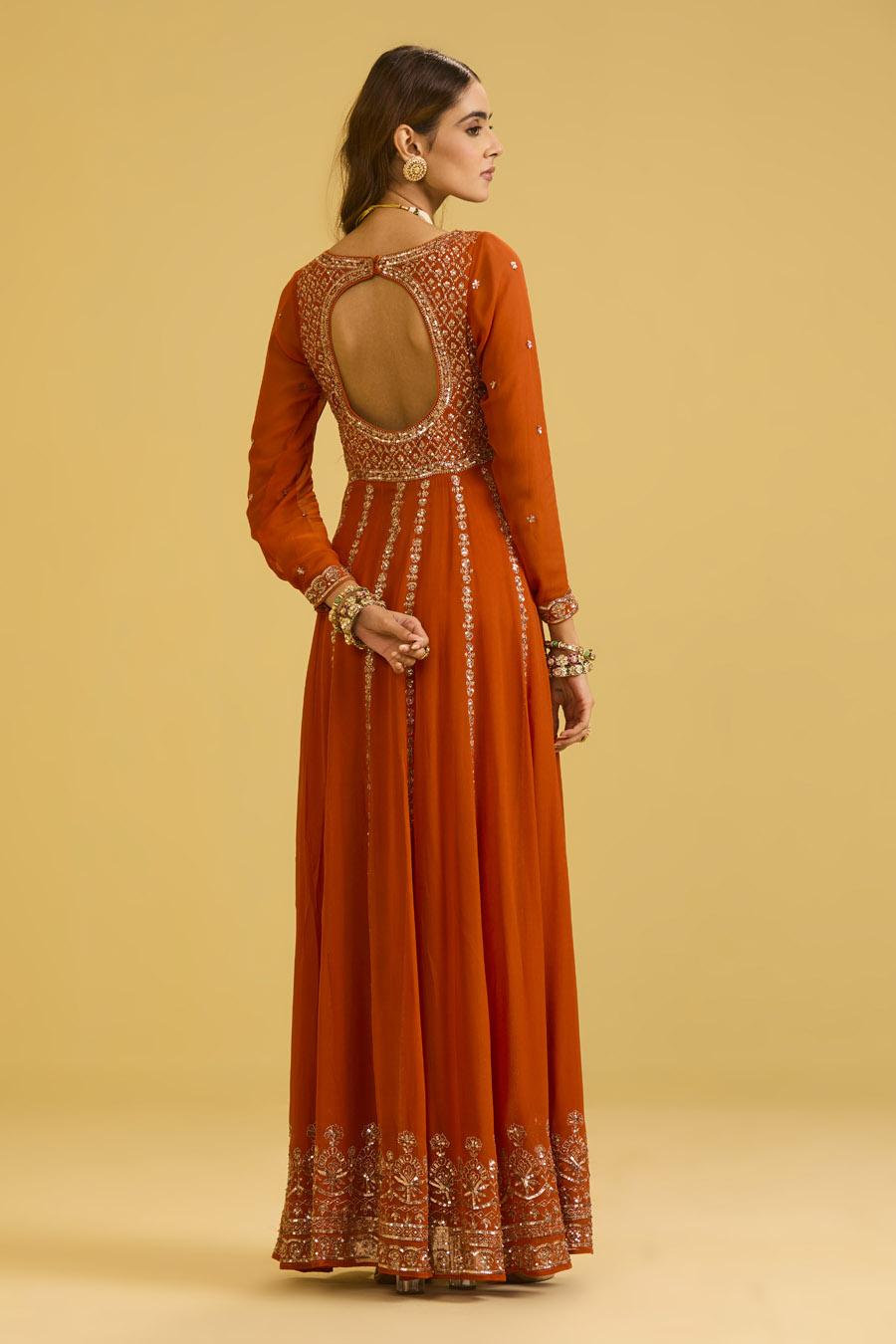Rust Anarkali Set Black Thread Co 9 Rust Anarkali Set Black Thread Co 9